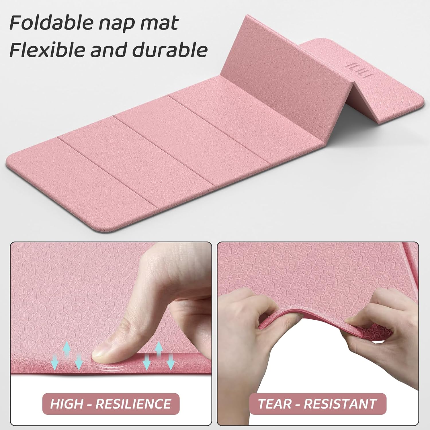 ILILI Foldable Yoga Mat 71 * 24 * 0.3 Inch | Lightweight TPE Non Slip Exercise Mat, Waterproof Portable Fitness Mat for Home Gym, Pilates, Stretching & Daily Workouts